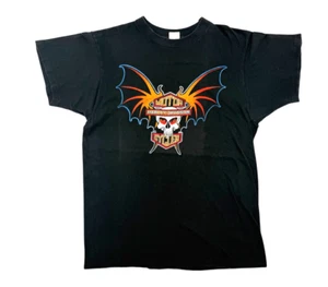 Vintage 1980s Harley Davidson Skull Wings 3D Emblem Bat T Shirt Size Large RARE - Picture 1 of 4