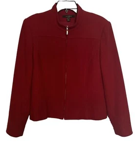 Louben Wool/Cashmere Red Blazer-Zip Front Size 8 - Picture 1 of 7