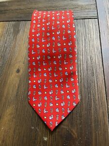 Romario Manzini Collection tie! Vibrant Bright Red With Ducks And Flower Pattern