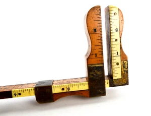 Vintage Kerby & Bro. Wood Adjustable Shoe Measure, Boxwood, Bone, Brass - Picture 1 of 7