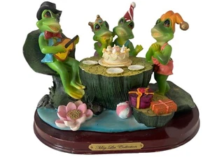 Meg Lee Collection Whimsical Colorful Frog's Birthday Party Resin - Picture 1 of 11