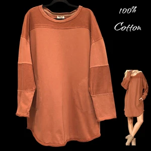 GigiO Plus Langarm Reverse Stoff Kleid Tunika mit Taschen Damen XL Lagenlook - Bild 1 von 10