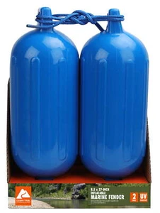 Blue 2 Pack 8.5" x 27" Inflatable Boat Bumper Marine Boat Fender with Lines - Picture 1 of 5