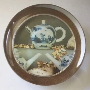 Wedgwood 1645 blau weiß chinesische Teekanne Teekanne Gedenkglas Briefbeschwerer - Bild 1 von 9