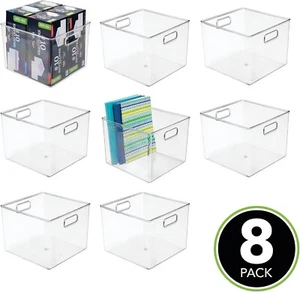 mDesign Linus CLEAR *Kitchen/Office/Storage *Organizer Bin w/Handles,*8Pack - Picture 1 of 3