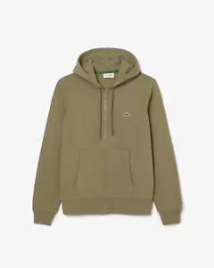 Sudadera con capucha polar con cremallera con logotipo de Lacoste verde caqui para hombre M 4 SH9626 nueva PVP £125 - Imagen 1 de 7