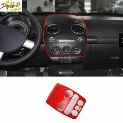 Para Volkswagen Beetle 2001-2005 Consola Roja Botón AC Control Marco Borde Decoración Foto 1 de 4