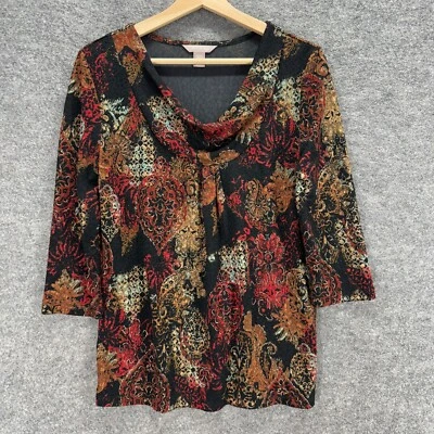 Blusa Ciervo Blanca Mujer S Pequeña Negra Geométrica Cuello en V Manga 3/4 Pullover Foto 1 de 4