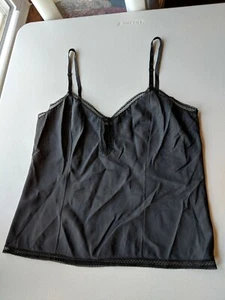 BARBIZON LADIES BLACK CAMI SLIP TOP WITH ADJUSTABLE STRAPS (SIZE: MED) MADE USA - Picture 1 of 12