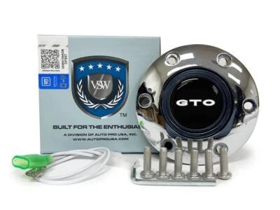 VSW 6-Bolt Chrome Horn Button, White Pontiac GTO Emblem - Image 1 of 4