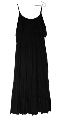 Maxi vestido negro sin mangas con hombros fríos grande para mujer Foto 1 de 4