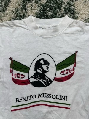 Camiseta De Colección Años 80 Mussolini Fascista Italia Punk Rock Política Rara Dictador Guerra  Foto 1 de 4