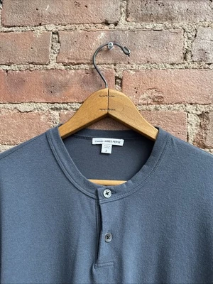 James Perse Mens Henley, Sz 2, French Blue Stretch Japan - Image 1 of 4