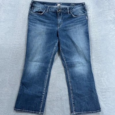 Silver Jeans Womens 18 Suki Capri Blue Denim Western Cowboy Whiskered Y2K Retro - Image 1 of 4