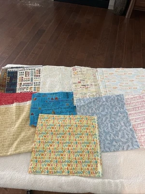 Lot Of 15 Fabrics Word Themed  FQ Fat Quarters Cotton Fabric Quilting - Image 1 of 4