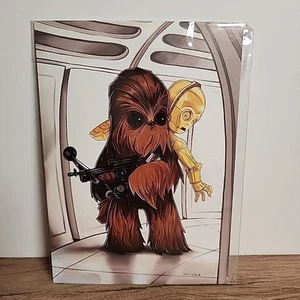 Disney Starwars Trouble In Cloud City Chewbacca C3PO Chris Uminga Postcard 5x7” - Picture 1 of 2