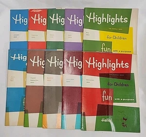 10 Highlights Magazine Monthly Book For Children Vintage 1963 Complete Year - Picture 1 of 22