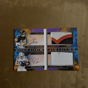 Origins Rookie Stars doppia patch firme Colston Loveland e Tyler Warren /23 - Foto 1 di 3