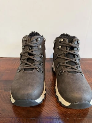 Nautica Boys Brown Faux Leather Boots Size 13 Kids New Zip Lace Up Warm Lined - Image 1 of 4