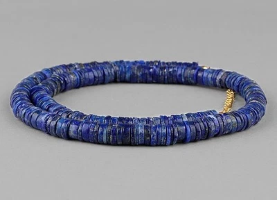 Collana in argento sterling 925 perle lapislazzuli heishi + bracciale... - Immagine 1 di 4