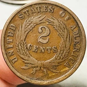 1864 Two Cent Piece 2C Civil War Date Large Motto US Copper Coin CC26918 - Picture 1 of 4