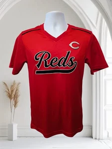 Majestic Sz S Cincinnati Reds V-neck Activewear Polyester Shirt, Red. NS-4 - Picture 1 of 8