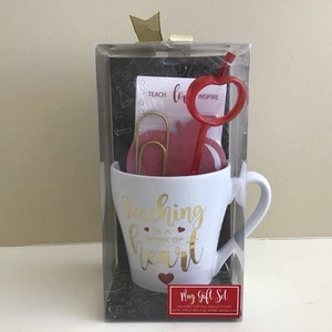 Teaching Is A Work Of Heart Ceramic Mug Set - Picture 1 of 5