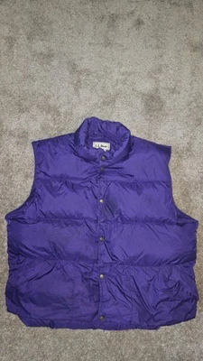 Vintage 80s LL Bean Puffer Vest Mens XXL Ex Purple Goose Down Insulated - Image 1 of 4