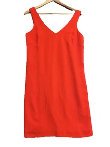 Trina Turk Dress Medium Red Crepe V-Neck Pleated Back Accent Cocktail - Picture 1 of 10