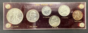 1942 6 Coin US Mint PROOF Set Gem Coins in Red Capital Holder - Picture 1 of 2