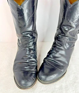 Justin Roper Mens Cowboy Boots 9.5 EE Black Leather Style 3133 - Picture 1 of 22