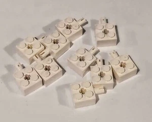 LEGO WHITE MODIFIED BRICK LOT / SIZE 2x2 w/ Pin / QTY 10x / Part#6232 E#6403936 - Picture 1 of 2