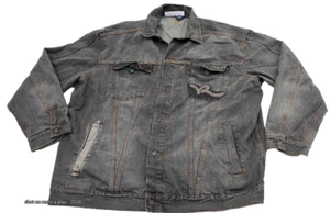 Vintage ROCAWEAR Black DENIM Men's Hip Hop Street JACKET - 2XL - Picture 1 of 11
