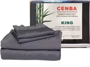 Bamboo Bed Sheet 4 Piece Bedding Set 100% Viscose from Bamboo Bed Sheet DarkGrey - Picture 1 of 3
