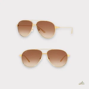 Cartier CT0298S Aviator-Frame Gold Sunglasses - Picture 1 of 9