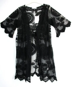 Cárdigan Duster Larga Con Encaje Abierto Con Lazos Talla Única - Imagen 1 de 18