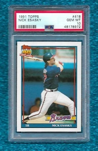 1991 TOPPS #418 NICK ESASKY PSA 10 GEM MINT POP 1 ATLANTA BRAVES CINCINNATI REDS - Bild 1 von 1