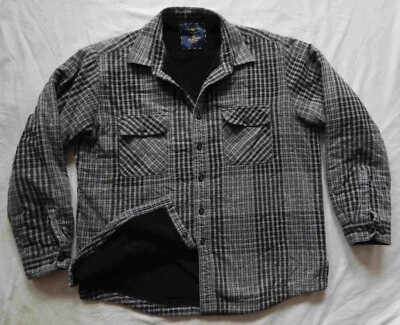 Chaqueta Camisa Forrada de Vellón Gris Negra a Cuadros Trabajo Acolchada Franela - XL Aislada Foto 1 de 4