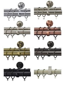 20 Metal Curtain Pole Rings Hooks For 19mm & 28mm Poles Rods Brass Chrome Black - Picture 1 of 10