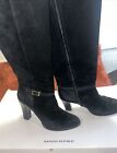 Banana Republic knee-High 4” heel black suede/leather elizar 8 saddle 876 size 8