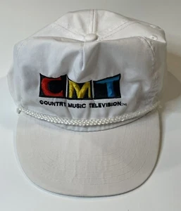 Vtg Country Music Television CMT Rope Snapback Logo Hat White Embroidered Rare - Picture 1 of 10
