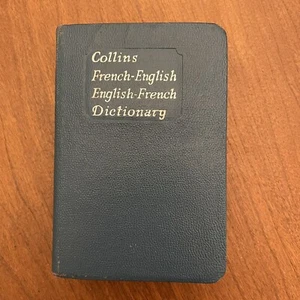 COLLINS FRENCH-ENGLISH Pocket Dictionary 1958 Blue Leather Vintage - Picture 1 of 4