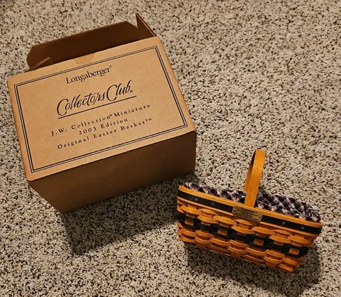 LONGABERGER MINIATURE ORIGINAL EASTER BASKET COMBO 2003 LINER+PROT+BOX+CERT-NIB Cover