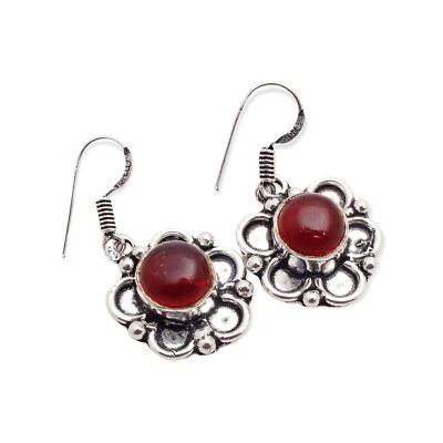 Rosso Onice Gemma Design Handmade Gioielli Pendenti Orecchino 2.2cm E-9294 - Immagine 1 di 4