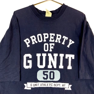 Vintage G Unit T-Shirt 2XL Navy Blue Hip Hop Property Of G Unit 50 Cent Y2K - Picture 1 of 7
