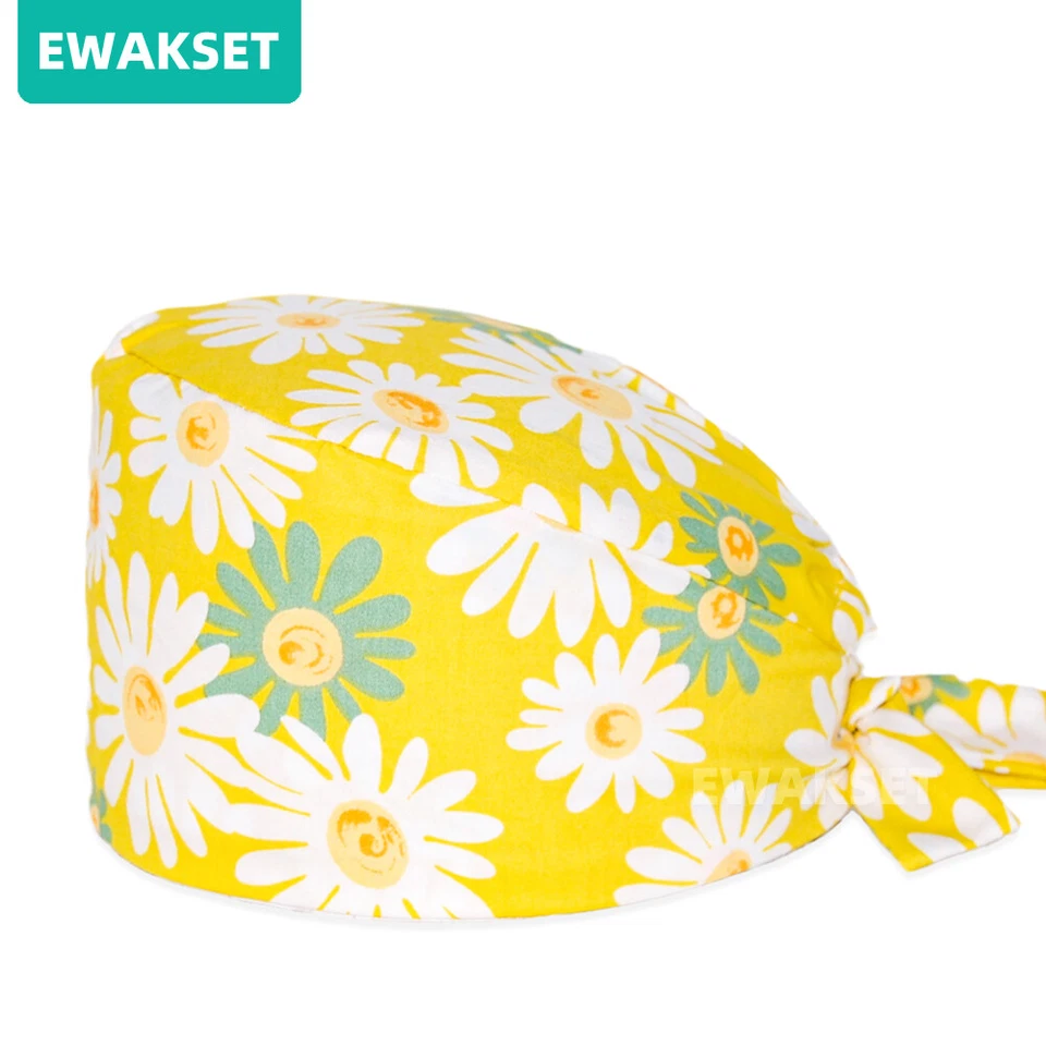 Women Surgical Scrub Caps floral printed medical nursing hat chef Dentist cap - Image 1 of 4
