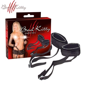 Bad Kitty Armbänder schwarz verstellbar gepolstert mit langen Bindebändern BDSM - Bild 1 von 8