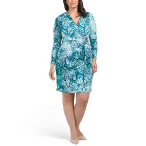 NWT Calvin Klein Women's Plus Wrap Front Printed Sheath Mini Dress  Size: 16W - Picture 1 of 6