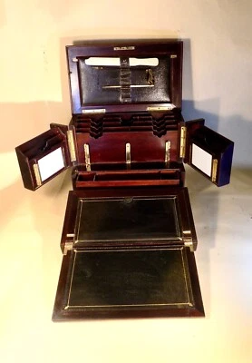 Antique Rosewood Stationery Desk Top Portable Cabinet. Inlaid Details. Genuine. - Image 1 of 4