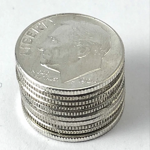Lot of 10 Silver Roosevelt Dimes 90% Constitutional Junk Cover